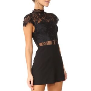 Alice + Olivia Black Lace Overskirt Romper